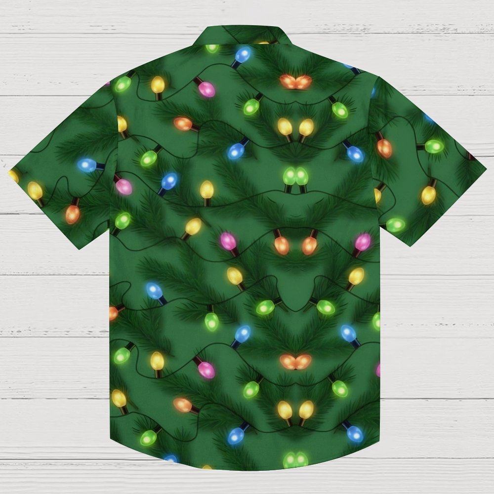 Spruce Tree Christmas Decoration Lights Print Geeky Shirt