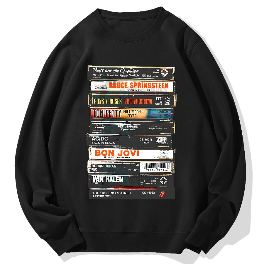Vintage Rock Cassettes Geek Cotton Sweatshirt