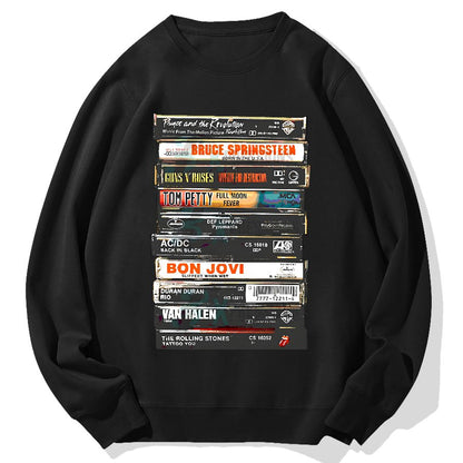 Vintage Rock Cassettes Geek Cotton Sweatshirt