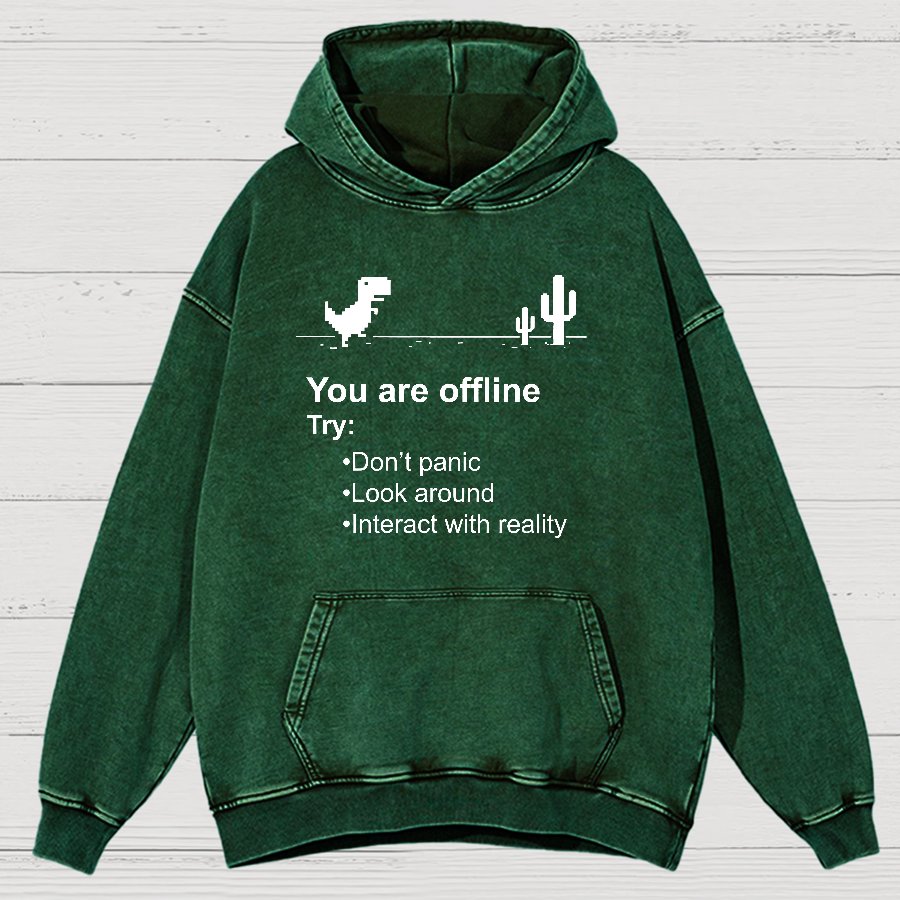 Funny Offline No Internet Vintage Distressed Hoodie