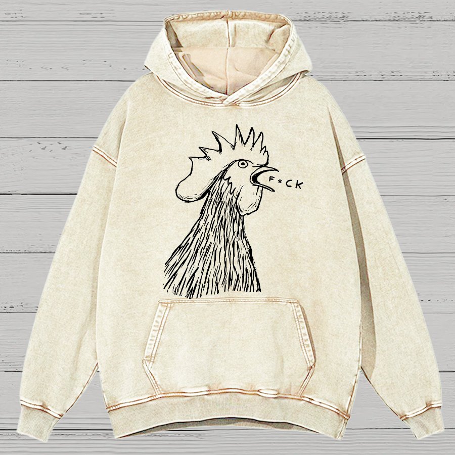 Chicken  F*ck Vintage Distressed Hoodie