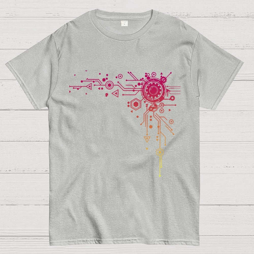 Blue Tech Element Print Unisex Geek T-Shirt