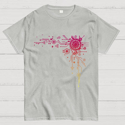 Blue Tech Element Print Unisex Geek T-Shirt