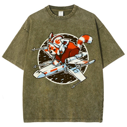 Red panda Standing By Vintage Distressed T-shirt