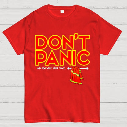 Don't Panic With Towel Geek T-Shirt