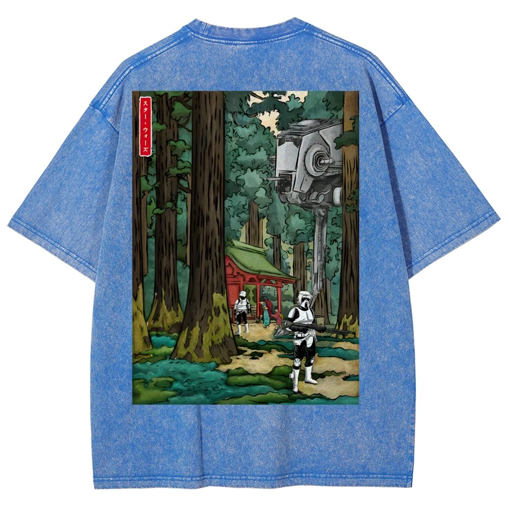 Cosmic Realm In Japanese Forest Washed T-Shirt