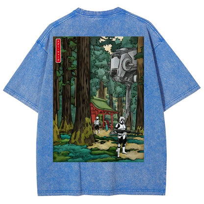 Cosmic Realm In Japanese Forest Washed T-Shirt