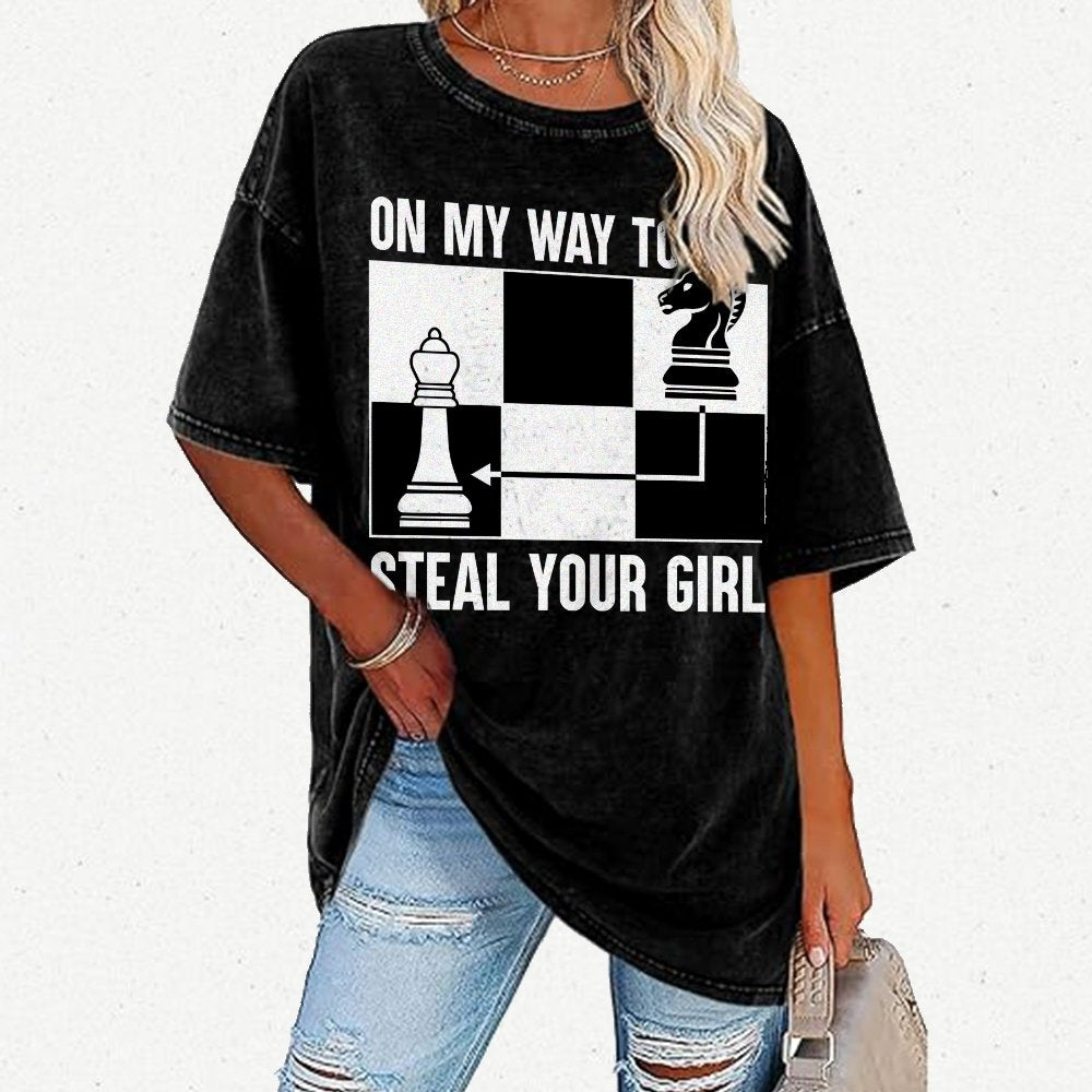 Chess Game On My Way To Steal Your Girl Vintage Distressed T-shirt