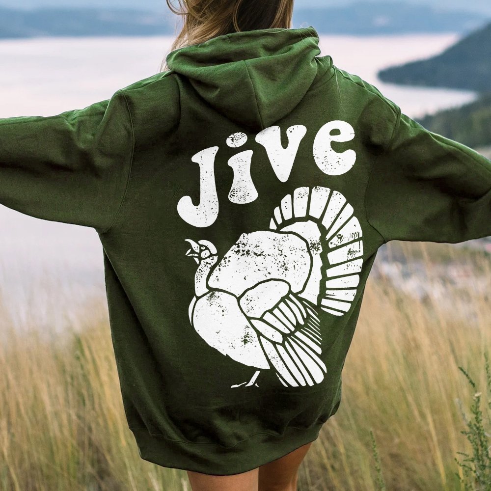 Jive Turkey Printed Back Unisex Cotton Hoodie