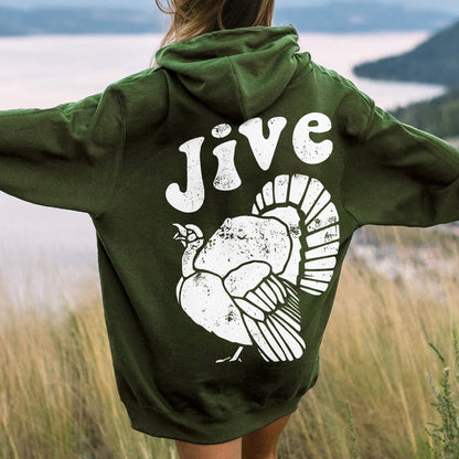 Jive Turkey Printed Back Unisex Cotton Hoodie
