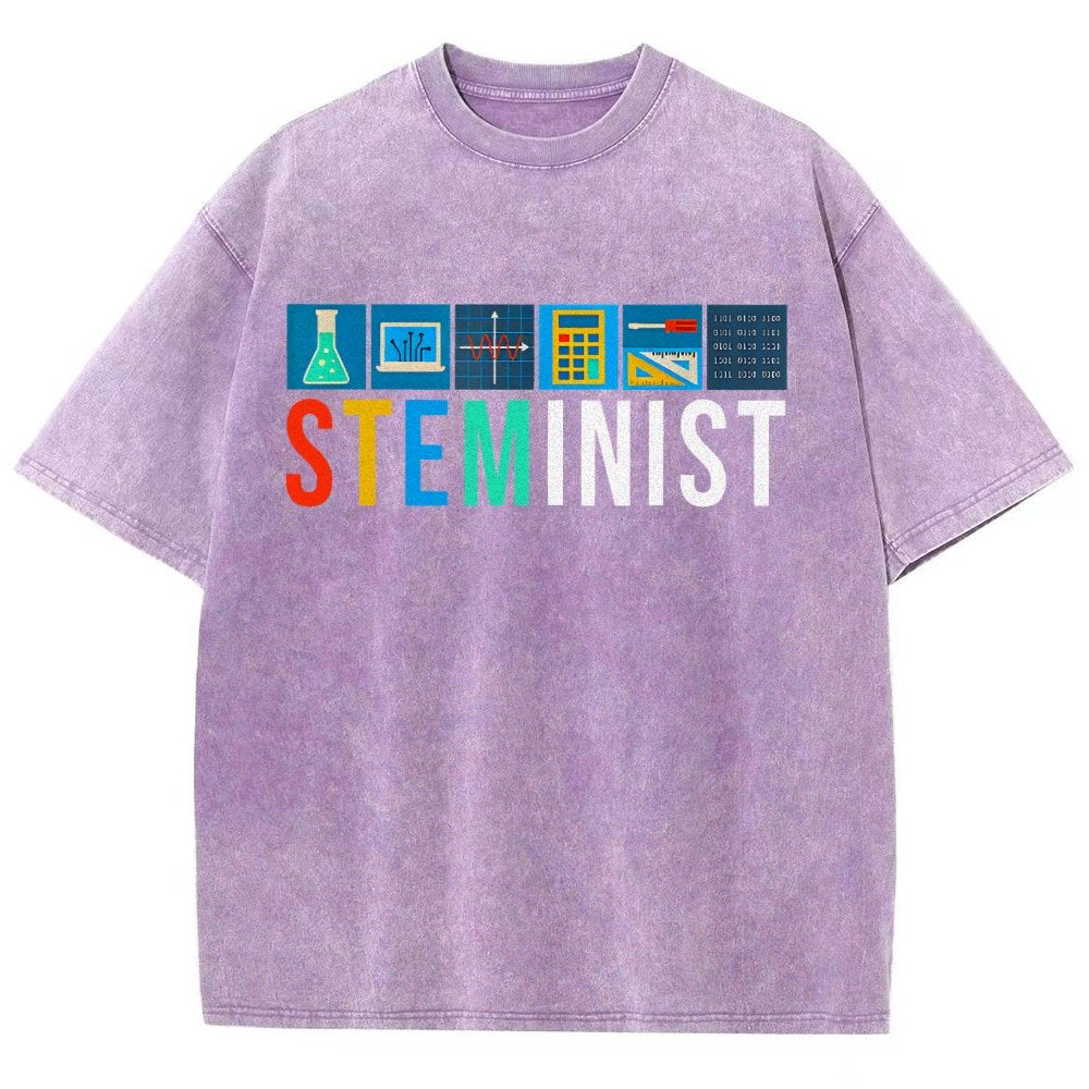 Steminist Science Technology Engineering Math STEM Vintage Distressed T-shirt