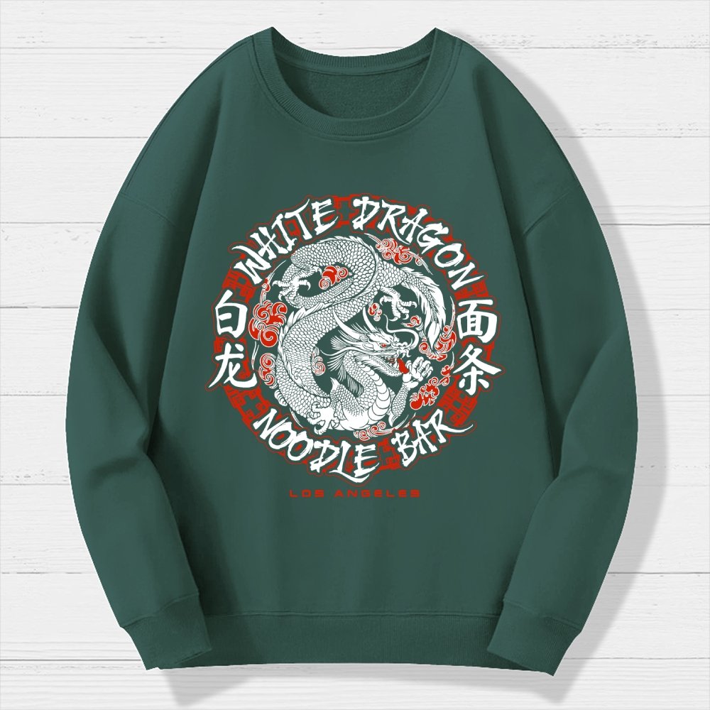 White Dragon Noodle Bar Oversized Geek Cotton Sweatshirt