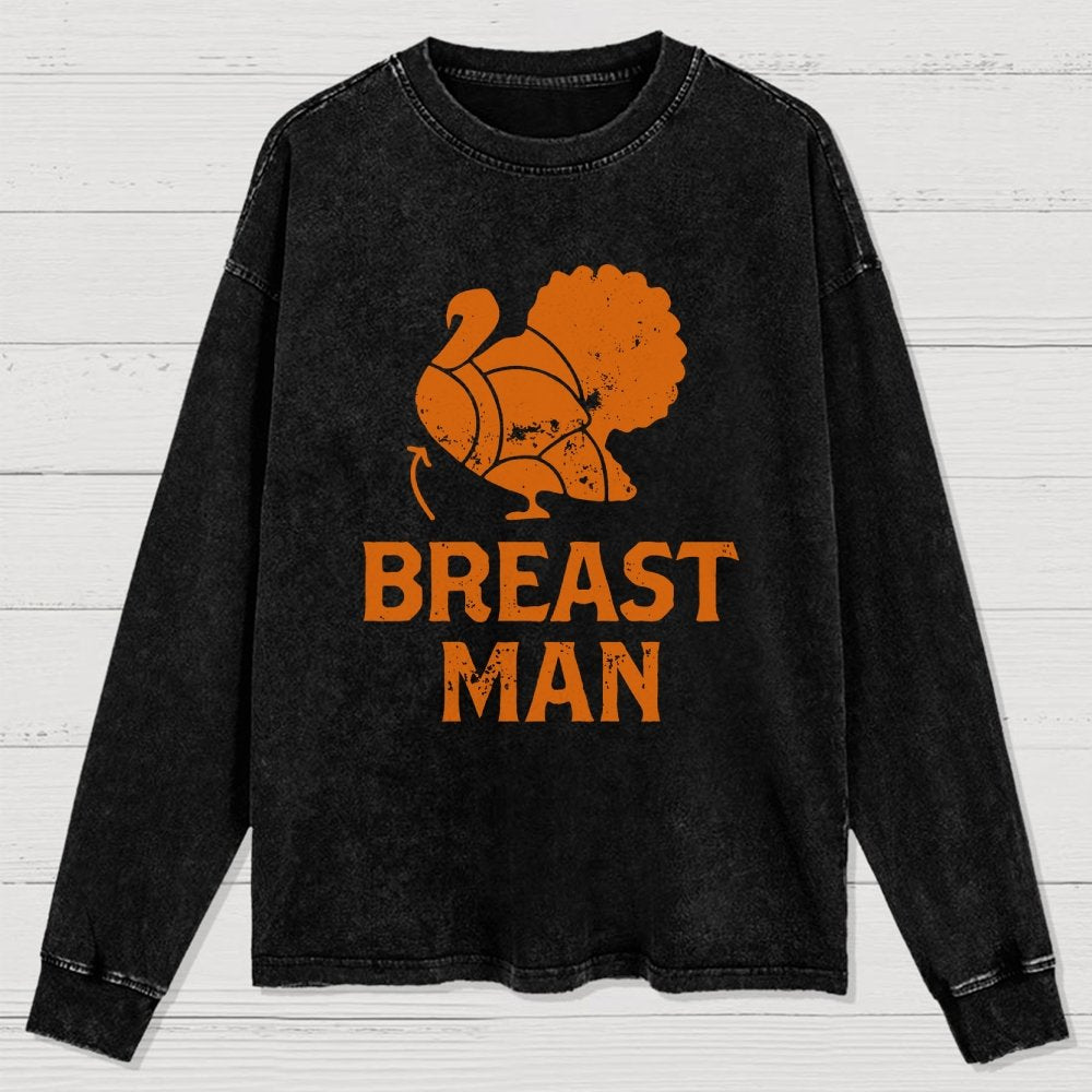 Breast Man Washed Long Sleeve Tee
