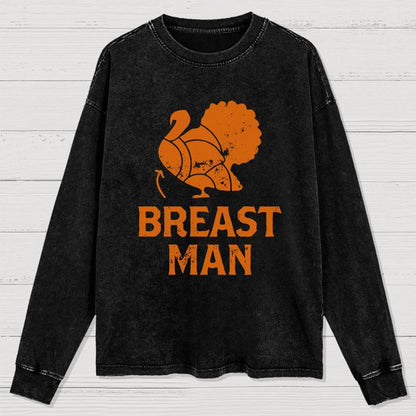 Breast Man Washed Long Sleeve Tee