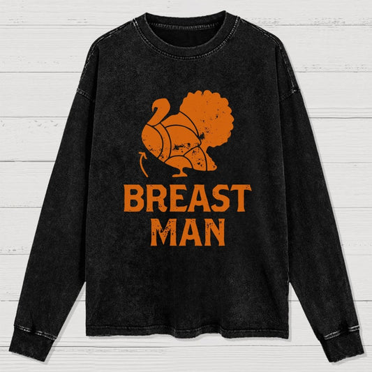 Breast Man Washed Long Sleeve Tee