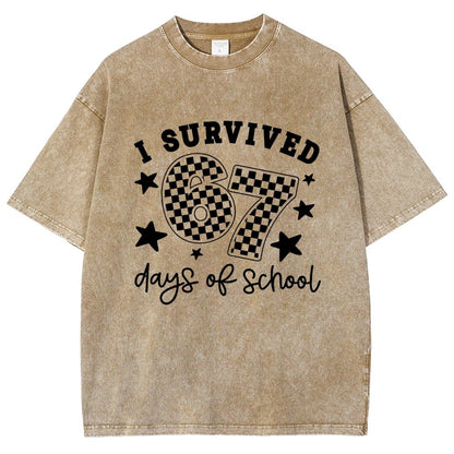 I Survived 67 Days of School Vintage Distressed T-shirt