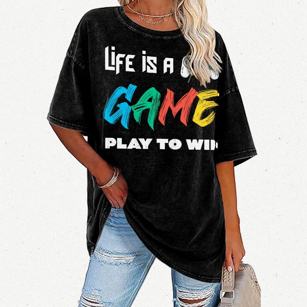 Life Is A Game Play To Win Vintage Distressed T-shirt