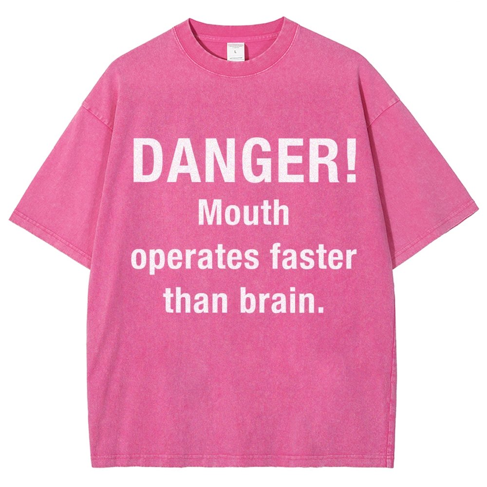 Danger Mouth Works Faster Than Brain Vintage Distressed T-shirt