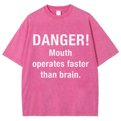 Danger Mouth Works Faster Than Brain Vintage Distressed T-shirt