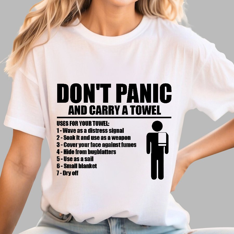 Don't Panic And Carry A Towel Geek T-Shirt