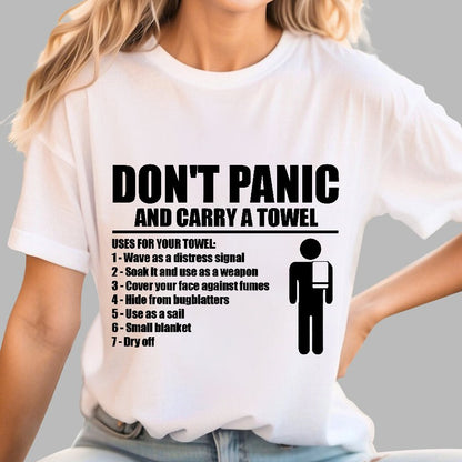 Don't Panic And Carry A Towel Geek T-Shirt