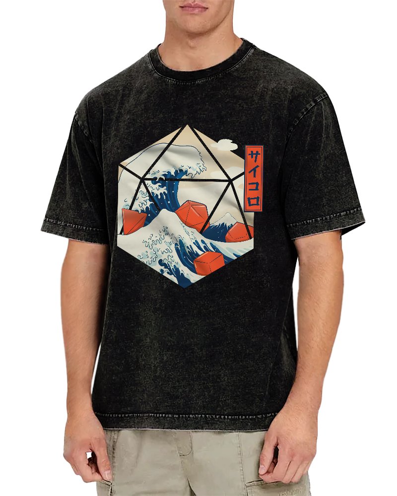 Great Wave of Dice Vintage Distressed T-shirt