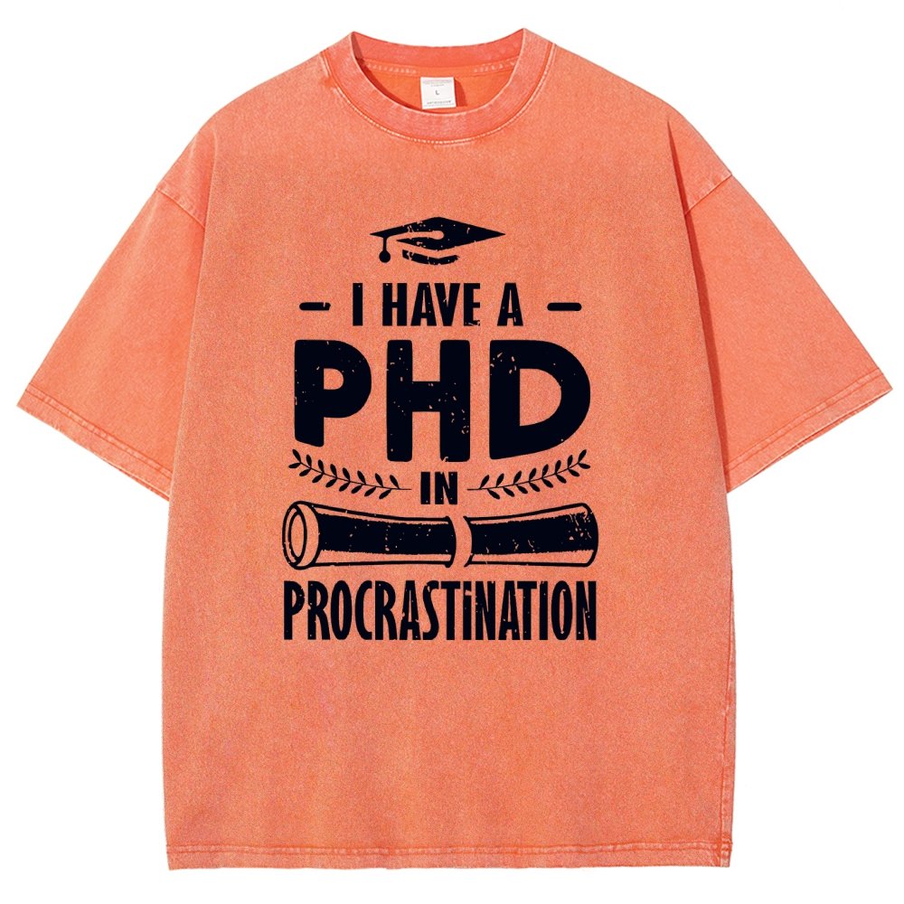 PHD In Procrastination Vintage Distressed T-shirt