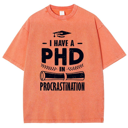 PHD In Procrastination Vintage Distressed T-shirt