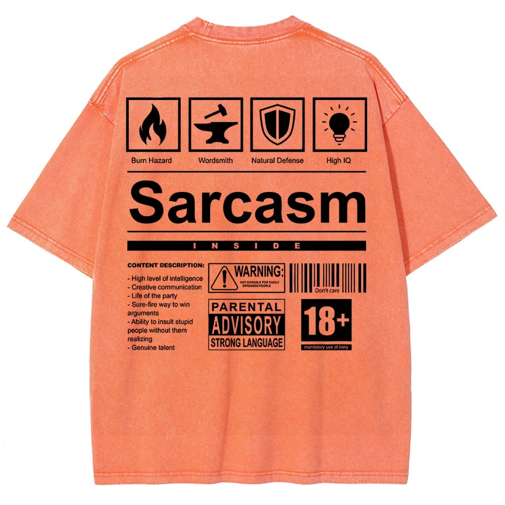 Sarcasm Label Washed T-Shirt