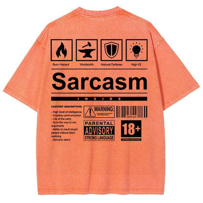 Sarcasm Label Washed T-Shirt