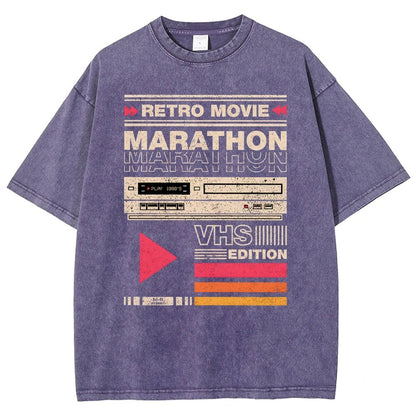 Retro Movie Marathon VHS Edition Vintage Distressed T-shirt