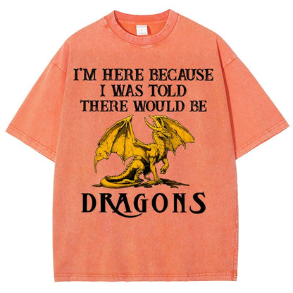 I'm Here Because I Was Told There Would Be Dragons Vintage Distressed T-shirt