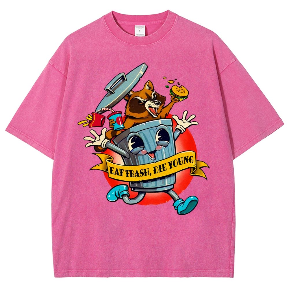 Eat trash die young vintage cartoon Classic Vintage Distressed T-shirt