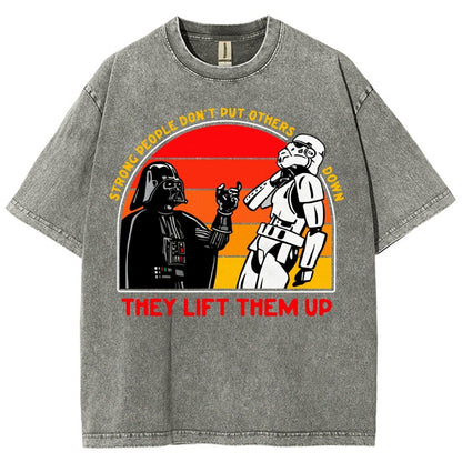 Strong People Graphic Vintage Distressed Washed T-shirt