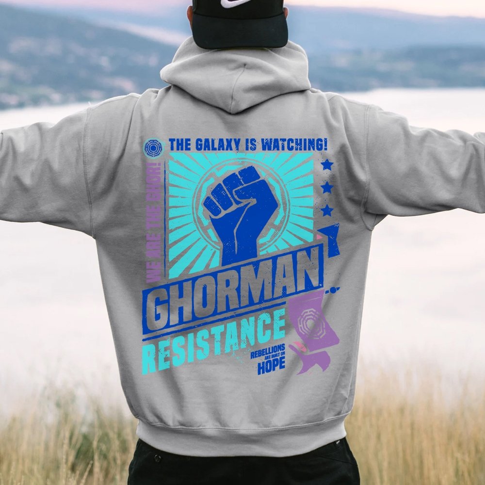 Galactic Resistance Printed Back Cotton Hoodie