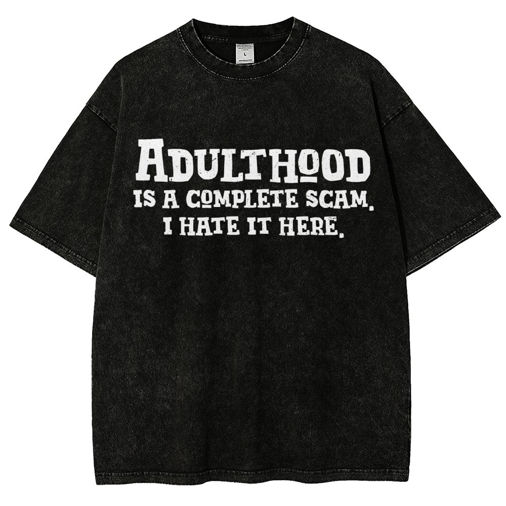 Adulthood Is A Scam Vintage Distressed T-shirt