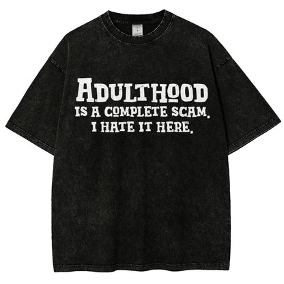 Adulthood Is A Scam Vintage Distressed T-shirt