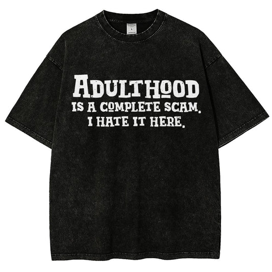 Adulthood Is A Scam Vintage Distressed T-shirt