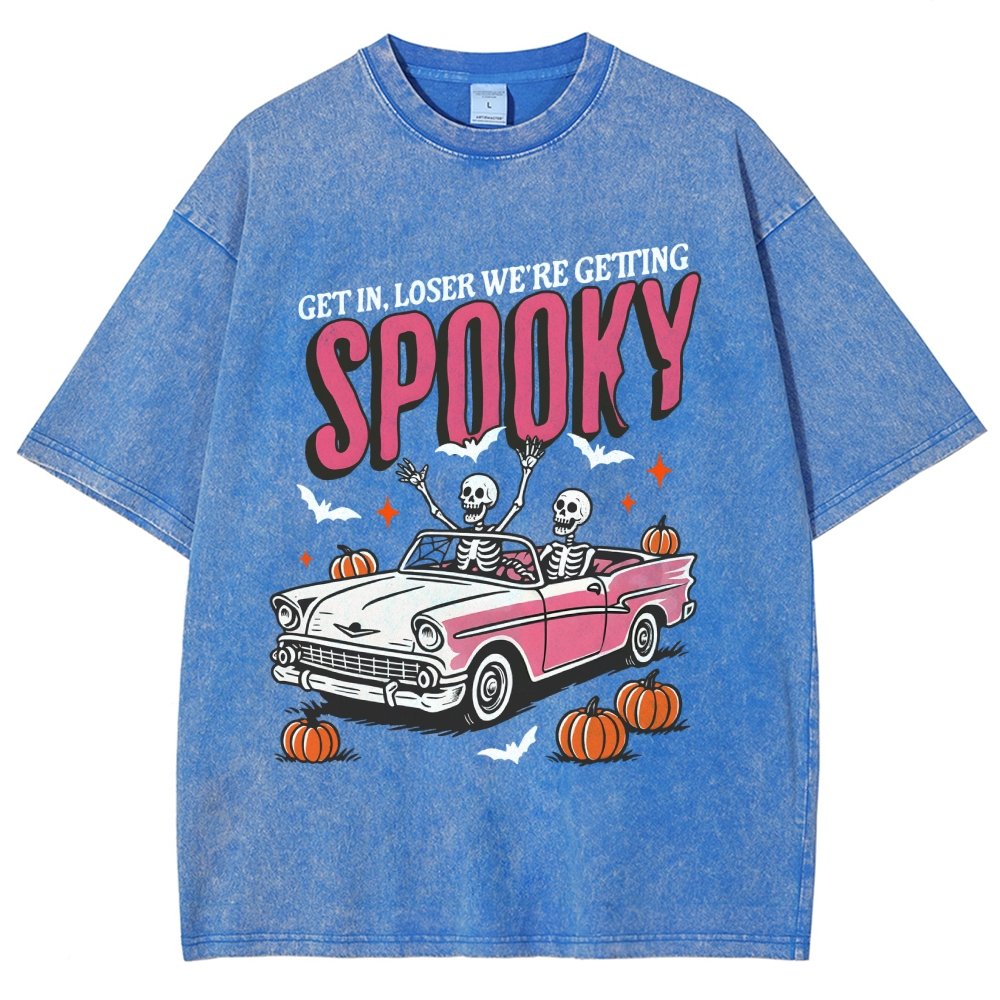 Get In Loser We're Getting Spooky Halloween Vintage Distressed T-shirt