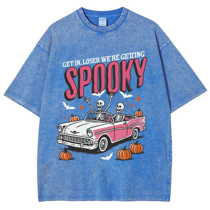 Get In Loser We're Getting Spooky Halloween Vintage Distressed T-shirt