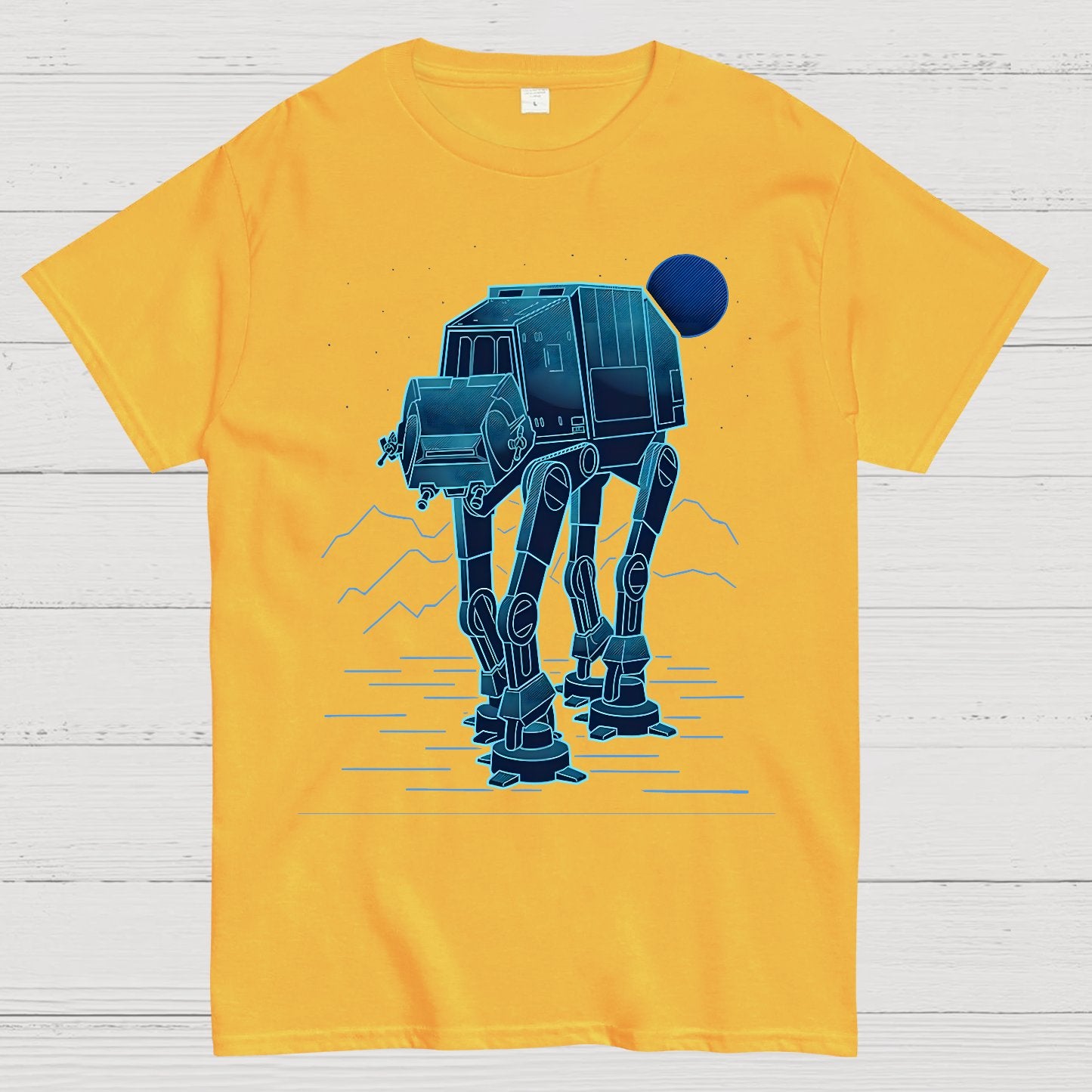 Neon Line-Art Armored Walker Geek T-Shirt