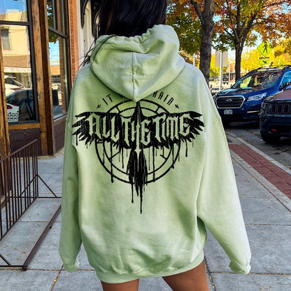 It Can't Rain All The Time Nerd Printed Back Cotton Hoodie