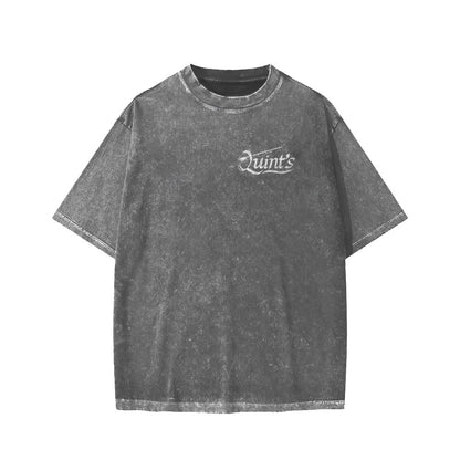 Captain's Shark Fishing Front And Back Printing Washed T-shirt