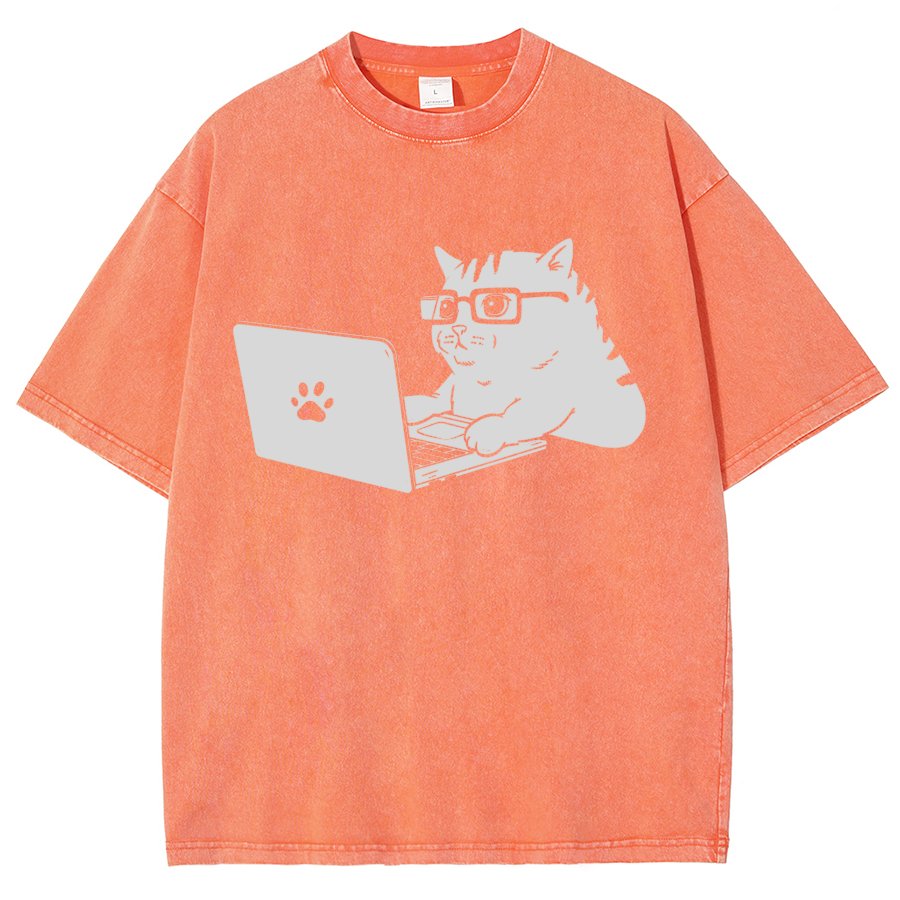 Cats & Computers Vintage Distressed T-shirt