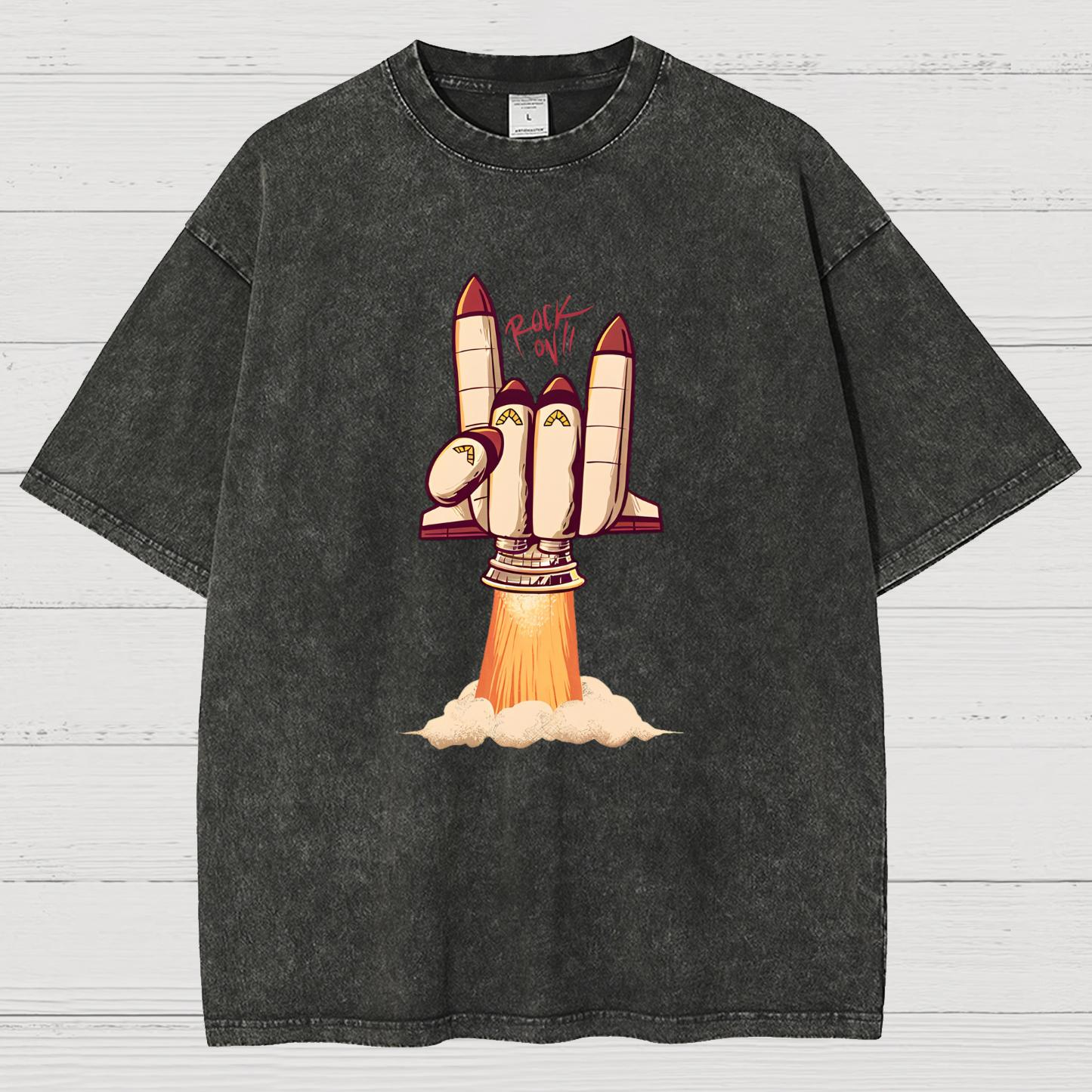 Rock On Rocket  Vintage Distressed T-shirt