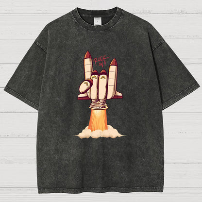 Rock On Rocket  Vintage Distressed T-shirt