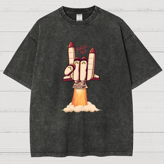 Rock On Rocket  Vintage Distressed T-shirt