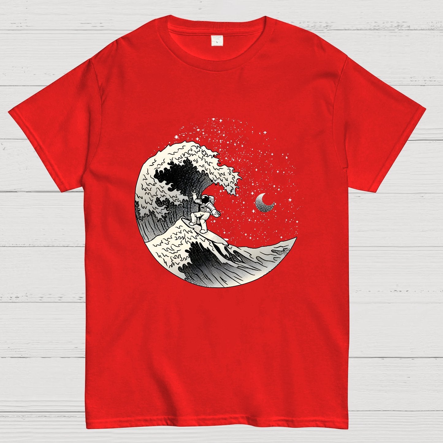Astronaut Surfing Kanagawa Wave by Tobe Fonseca Geek T-Shirt