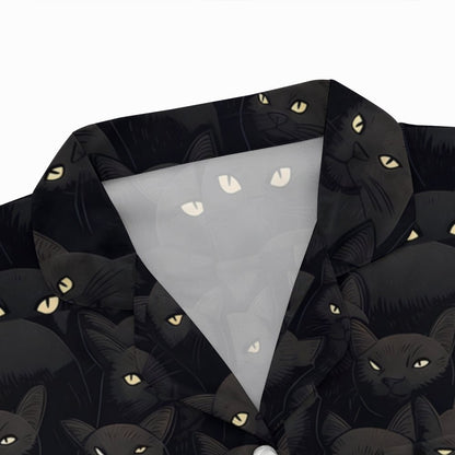 Black Cat Art Print Geek Long Sleeve Pajama Set