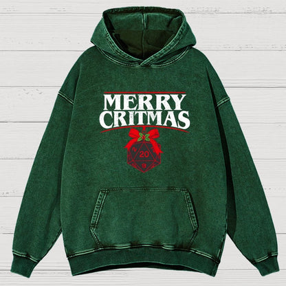 Merry Critmas D20 Holiday Vintage Distressed Hoodie